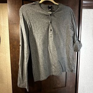 H&M Long Sleeve Gray Henley Shirt size M